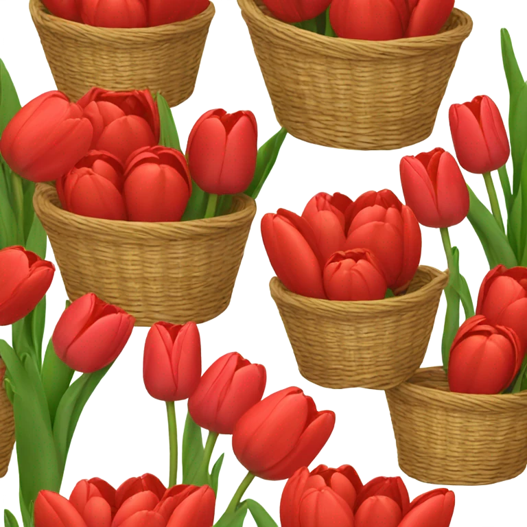 red tulips in basket without handle emoji