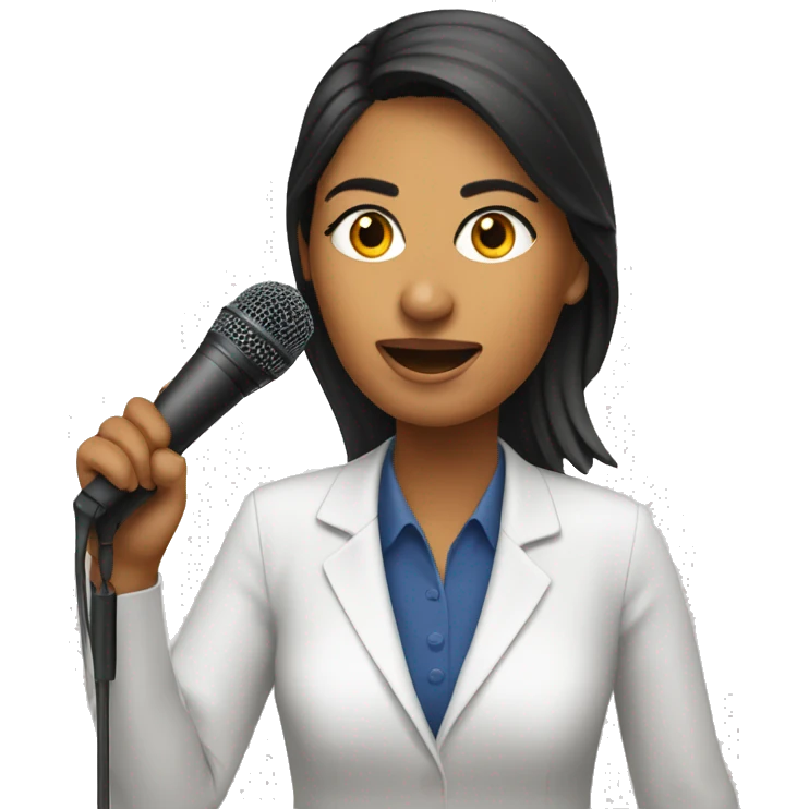 woman indian media reporter with microphone emoji
