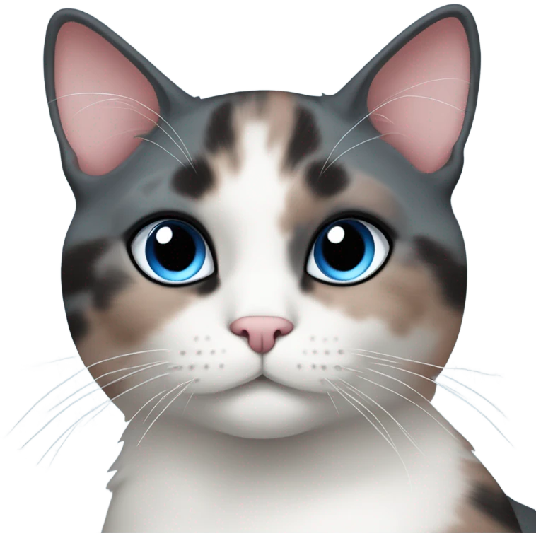Dusty pink, dark grey and white tortoiseshell cat with blue eyes emoji