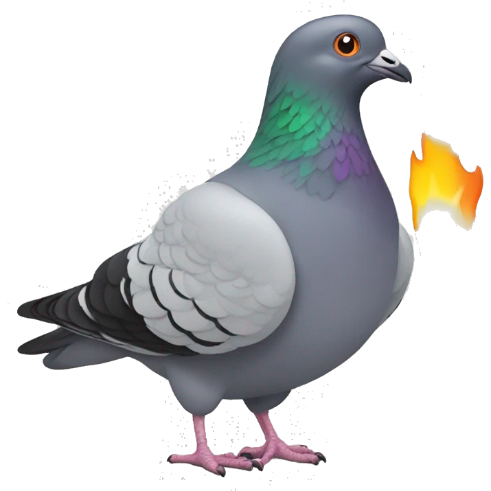 pigeon trying to create a fire emoji