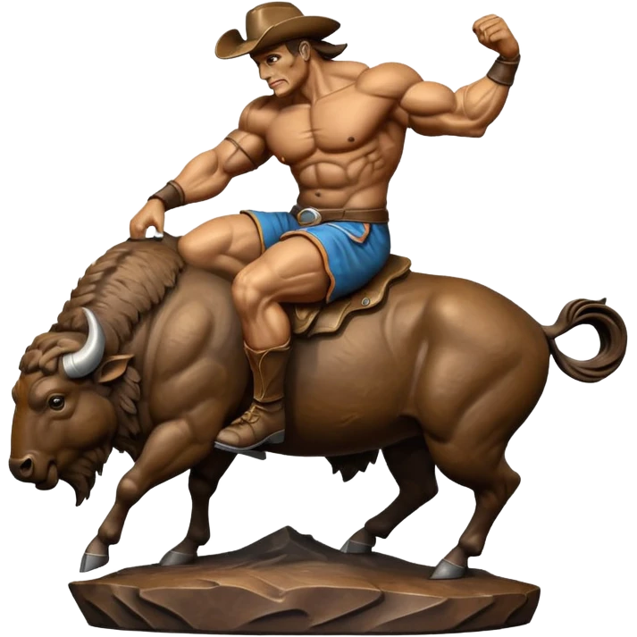 Bronco sitting on buffalo emoji