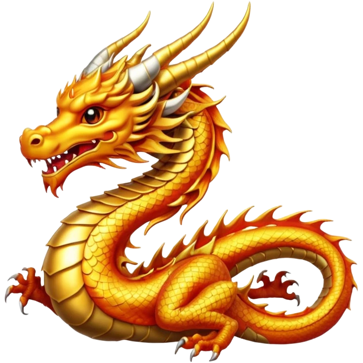 Beautiful royal looking but fiery dragon golden symbol emoji