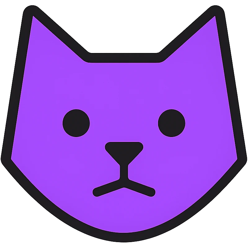 cat head only, neutral face, inspired by Polygon logo, crypto project style emoji