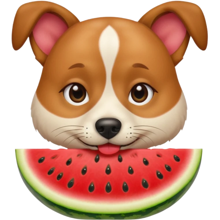 A dog eating watermelon with long eye lashes ￼￼ emoji