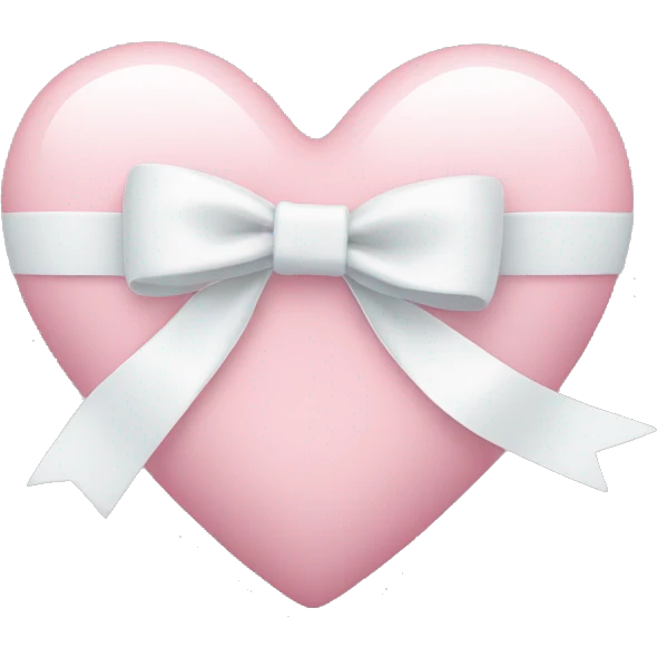 Pastel pink heart with white bow emoji