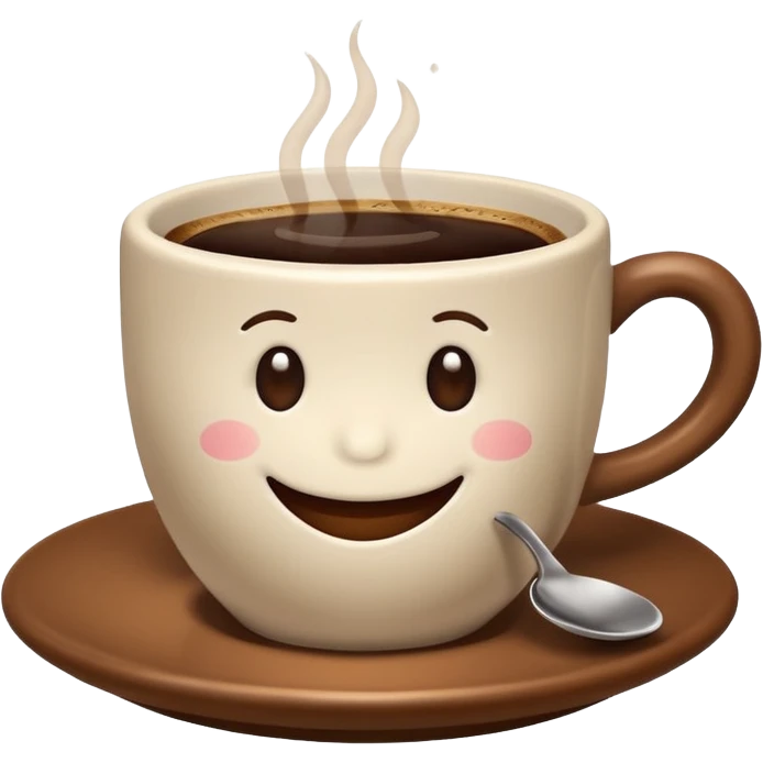 a cute cup of coffee with a smile, without the plate emoji