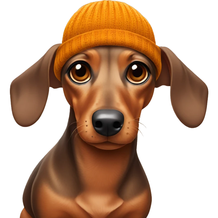 Dachshund wearing a beanie emoji