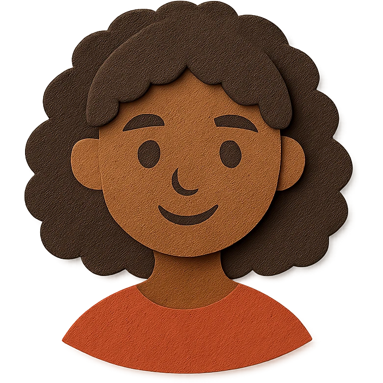 girl with curly brown hair, dark brown eyes, and brown skin emoji