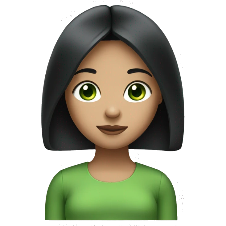 Girl with black straight hair and green eyes  emoji