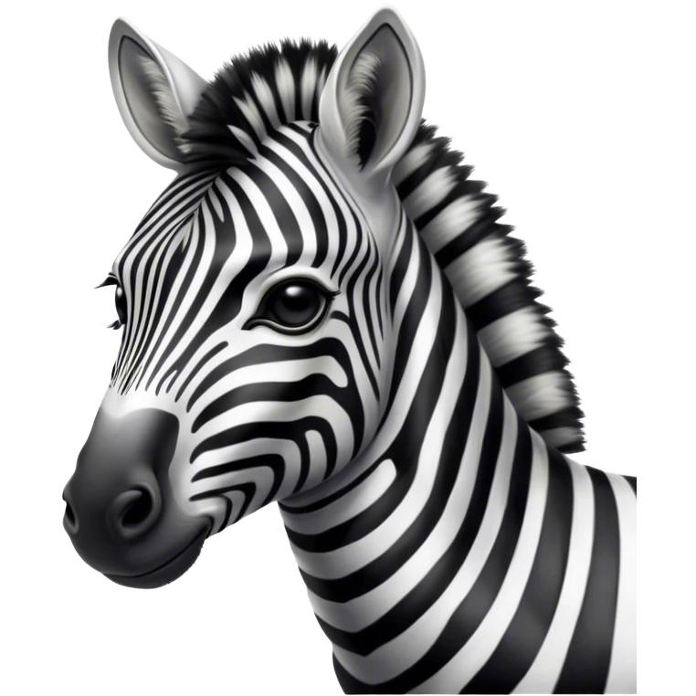Cinematic Noble Zebra Portrait Emoji, Poised and regal, with a lean, elegant build, a long, graceful equine snout and striking fur of bold black and white stripes, deep-set soulful piercing eyes, Simplified yet sharp and sophisticated features, highly detailed, glowing with a soft, dignified glow, high shine, intelligent and graceful, stylized with an air of savannah chic, focused and attentive, soft glowing outline, capturing the essence of a watchful and confident equine that feels as though it could gallop out of the screen with effortless authority! emoji