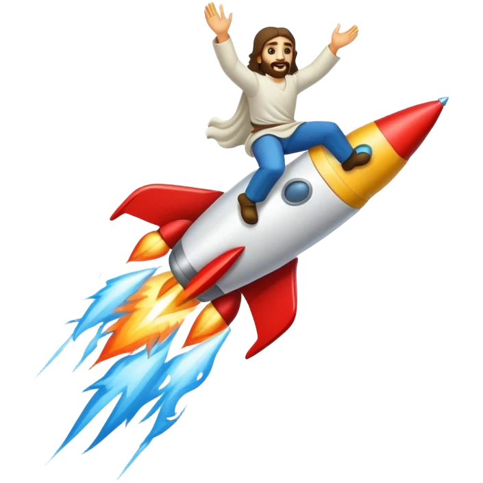 jesus riding a rocket france black boom!  emoji