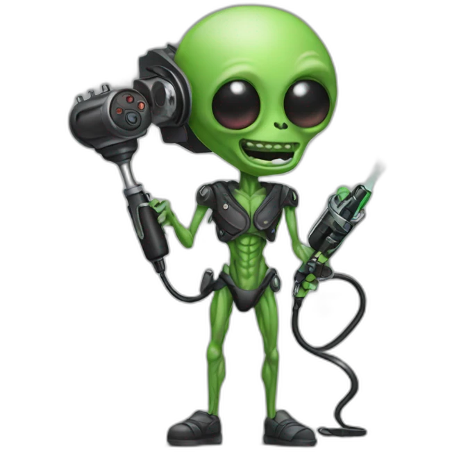 Alien with a tattoo machine emoji