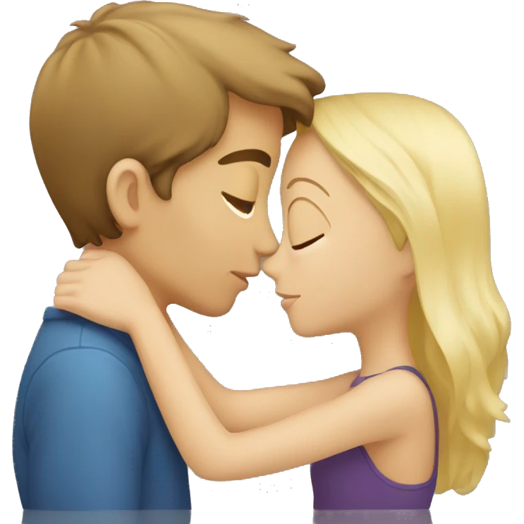 A Boy with brown hair kissing a girl with blonde hair emoji