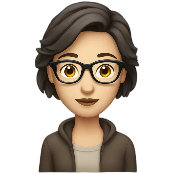 Caucasian couple with dark hair woman with glasses emoji