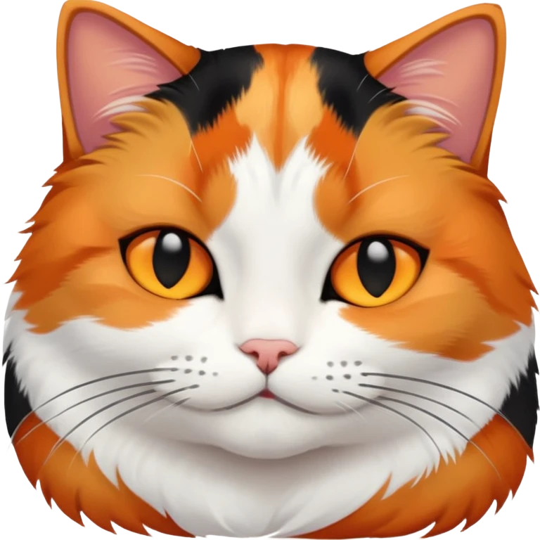 Calico cat, bottom half of face is white, napping  emoji