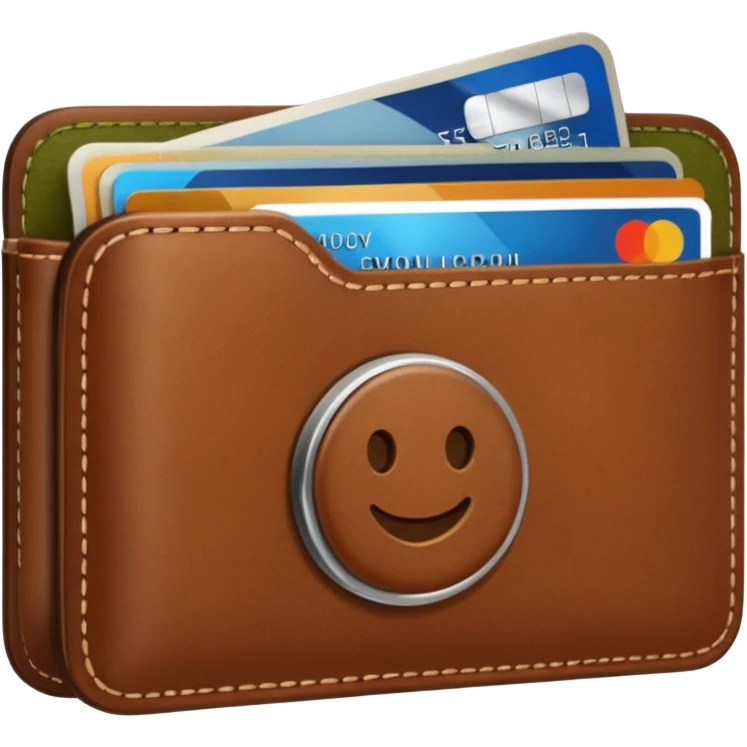 portefeuille marron avec quelques billets et carte bancaire emoji
