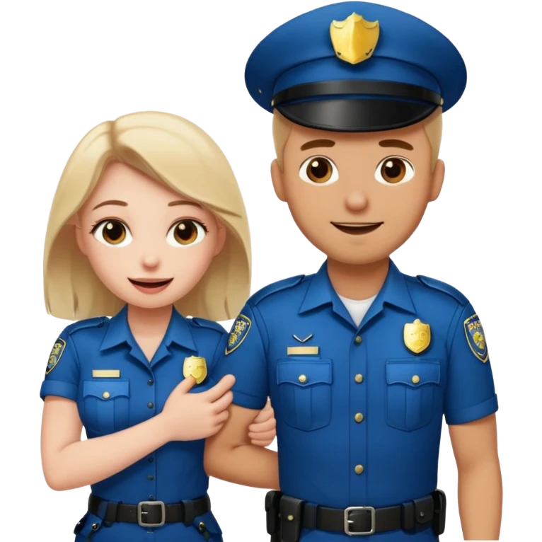 giggling flirty male cop handcuffing sad girl emoji