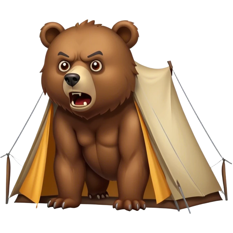 angry bear hovering over tent emoji