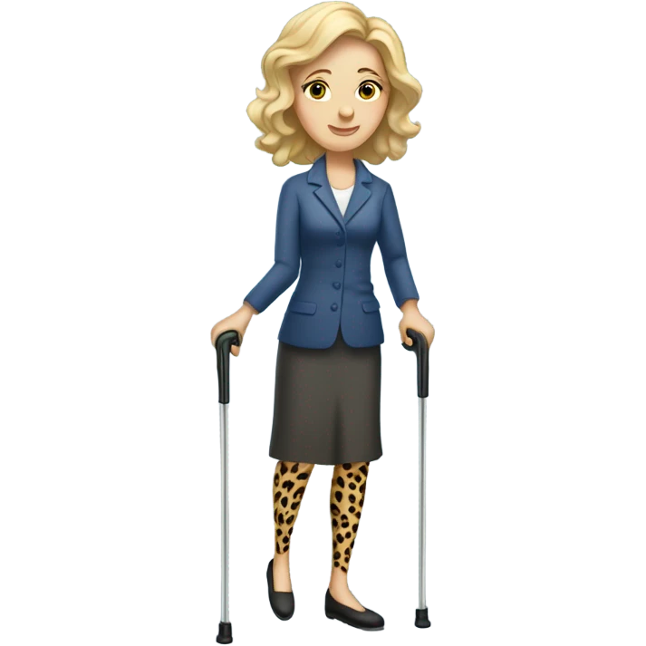 Caucasian Lady with cheetah print crutches  emoji