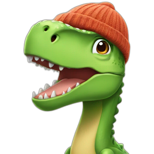 dinosaur wearing a beanie emoji