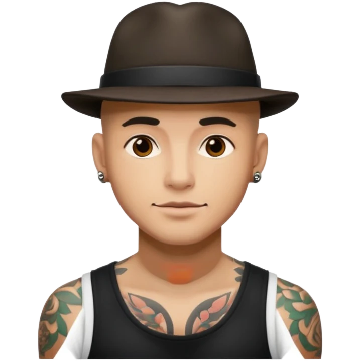 tattooed man with a hat emoji