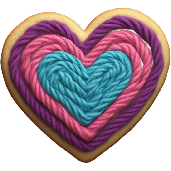 Cookie heart with yarn emoji