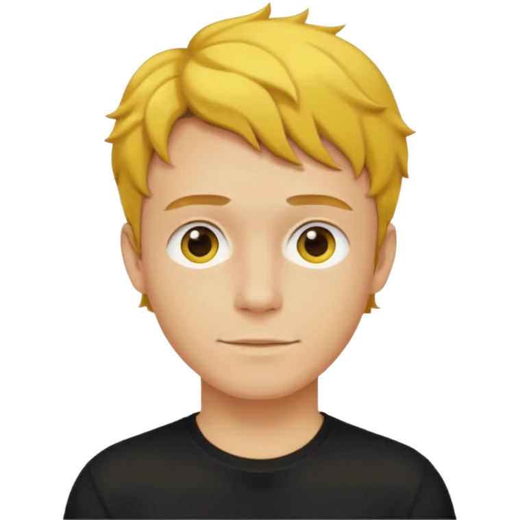 a yellow-faced standard man short wavy light-brown hair wearing a black t-shirt, face and shoulders. The yellow of the face is very bright. emoji