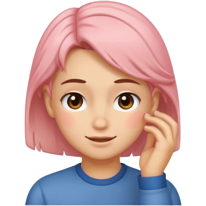 Blushing smirk tucking hair behind ear emoji