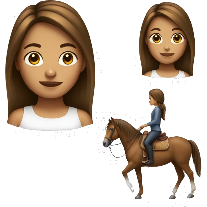 Girl on horse brown hair emoji
