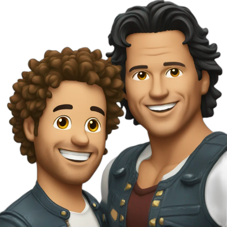 Carlos vives with a guy who looks like Romeo Santos emoji