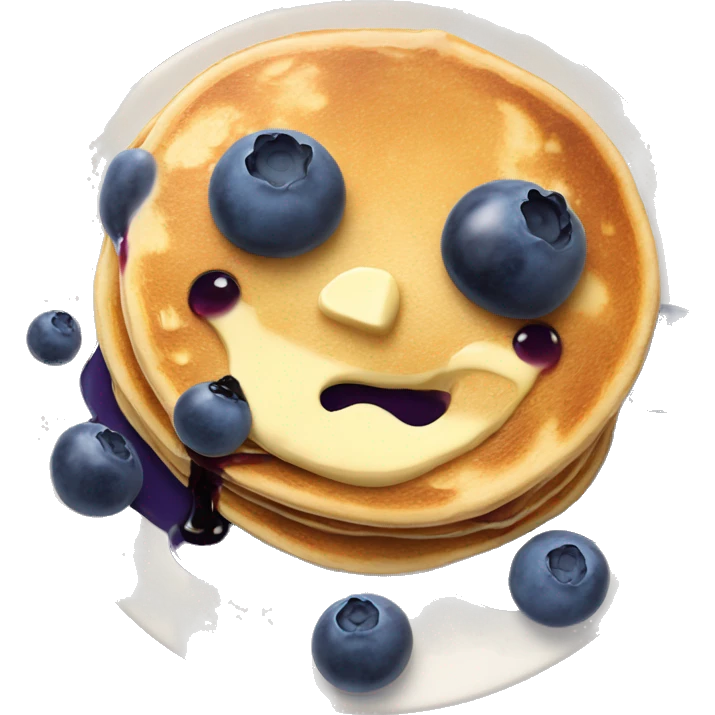 blueberry pancakes with butter and syrup on a cute plate  emoji