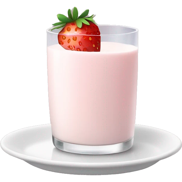 hot strawberry milk in a white glass with a small plate underneath emoji