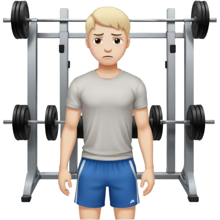 young sad guy in gym emoji