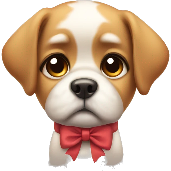 sad cute dog with a bow emoji
