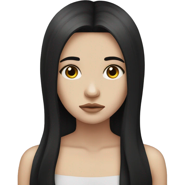 Pale girl with long black hair sad emoji