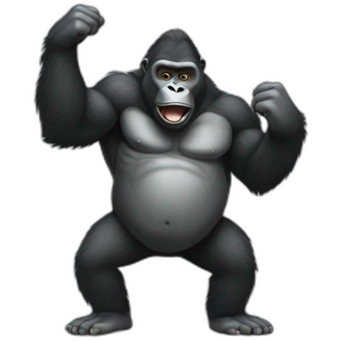 Gorilla body farting with “cloud behind him” emoji