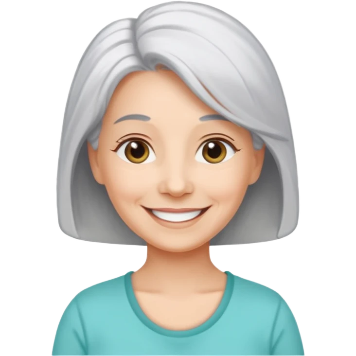 a Woman, mid 50 with light grey hair, wearing a pampers for adults emoji