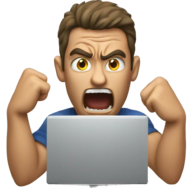 man raging in front of computer emoji