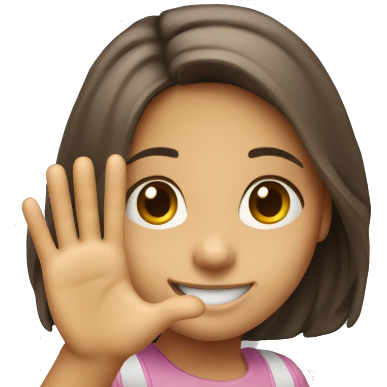 This smiling girl waving hey emoji