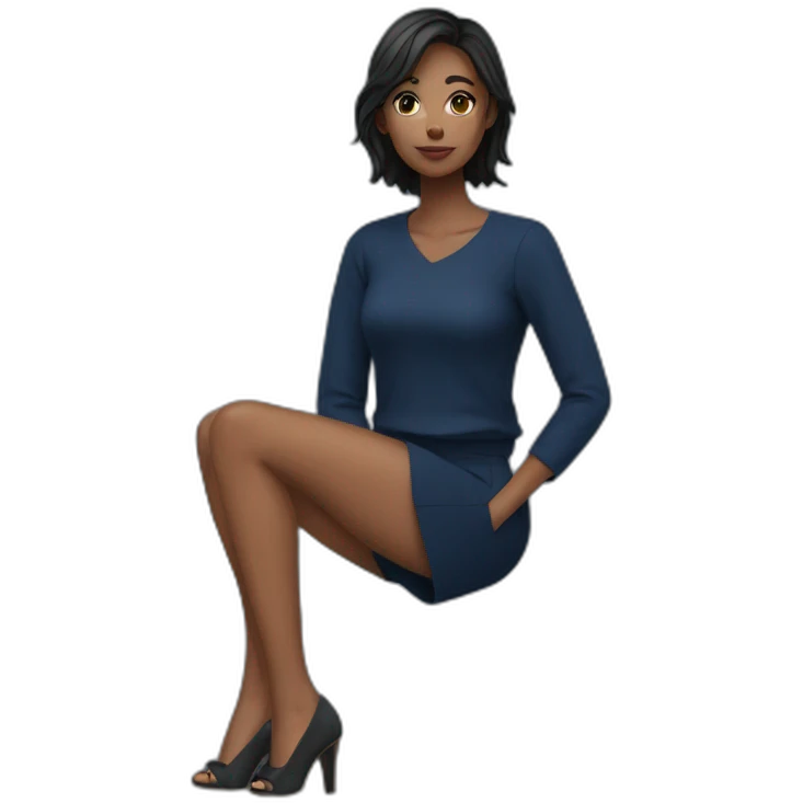 Young woman dark blue outfit emoji