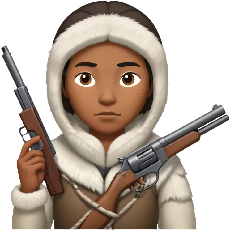 Inuit with a gun emoji