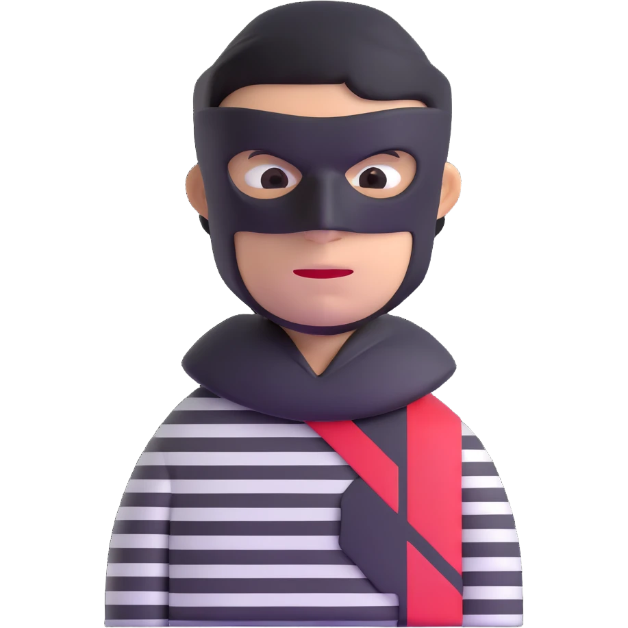 robber with black mask and striped shirt emoji