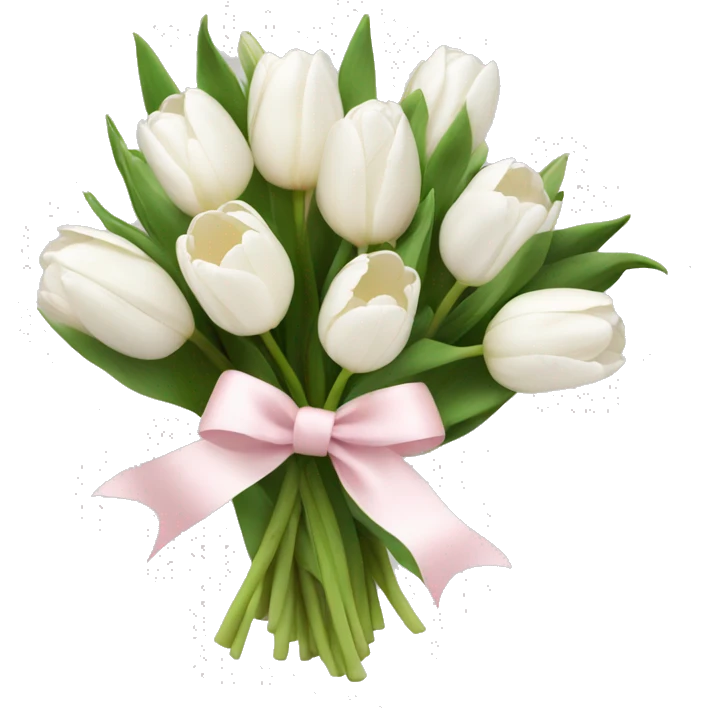 White tulips bouquet with light pink bow  emoji