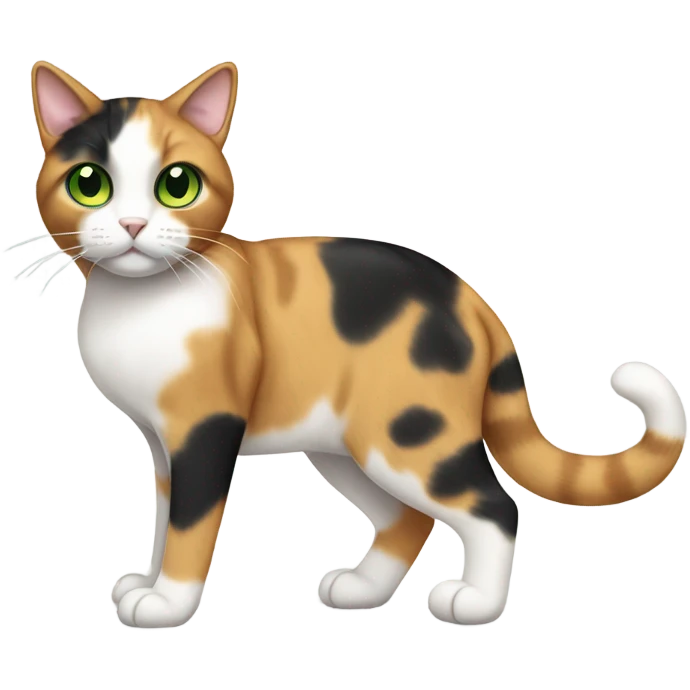 Full Body Calico Cat with Green Eyes emoji