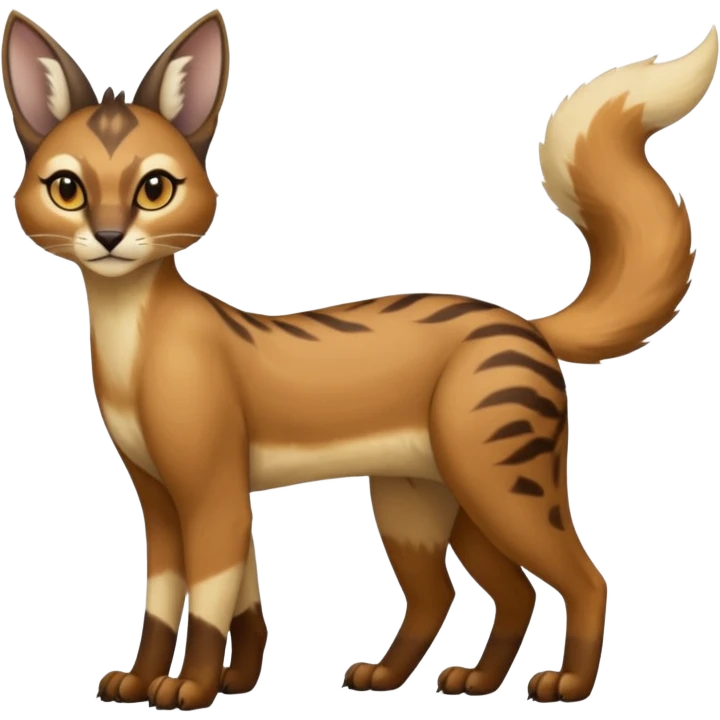 shiny glorious divine exotic cool beautiful realistic Meloetta-caracal-civet-sergal-bunny-oncilla-animal-Fakémon-hybrid-fursona (full body) emoji
