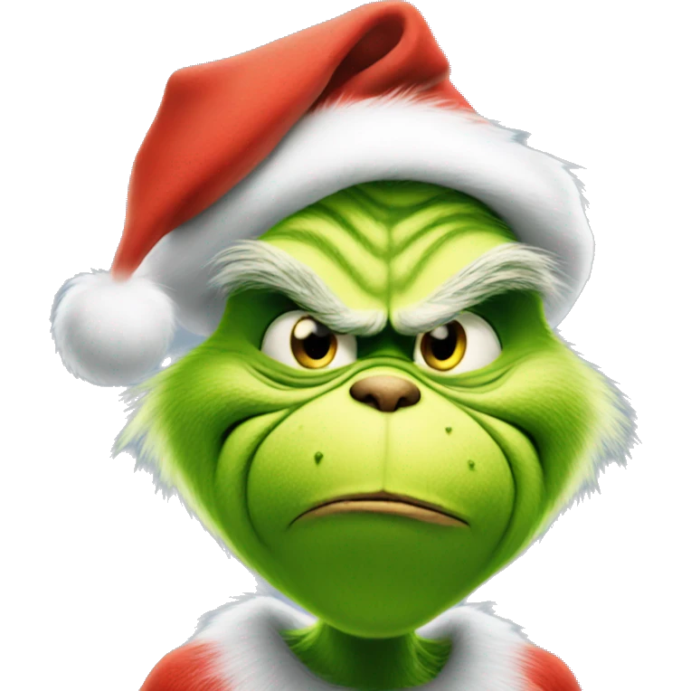 The Grinch wearing a Santa hat emoji