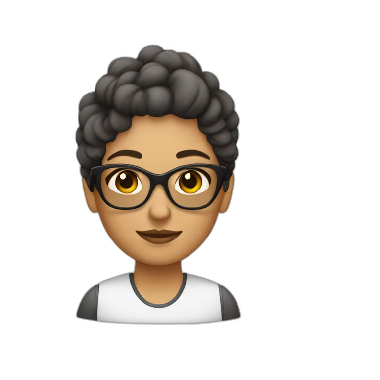 Mujer con pelo blanco corto y gafas emoji