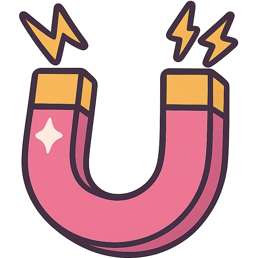 pink horseshoe magnet with shine, playful style emoji