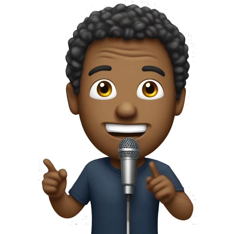 french with mic standup comedian with micro emoji
