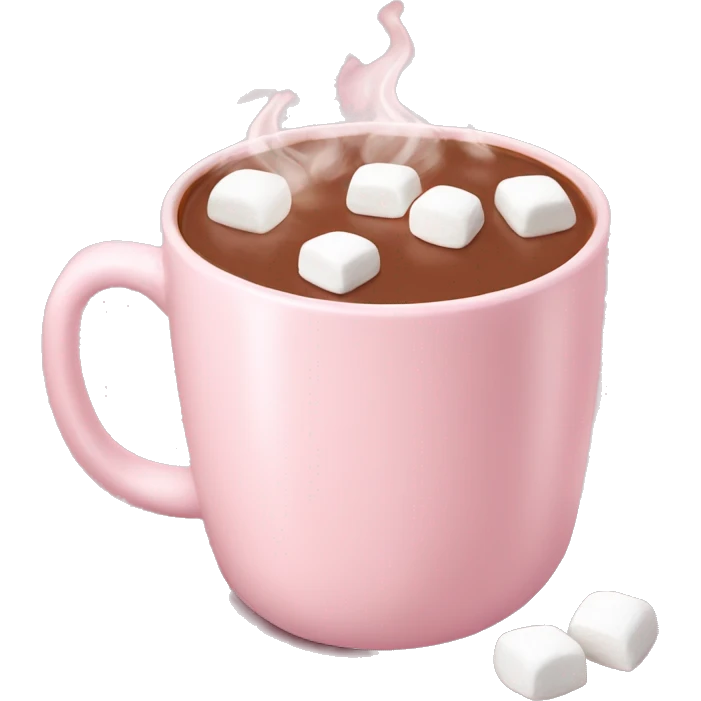 Light Pink mug of hot chocolate with marshmallows  emoji